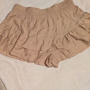 SHEIN Tan Skorts with Elastic Waistband and Relaxed Fit